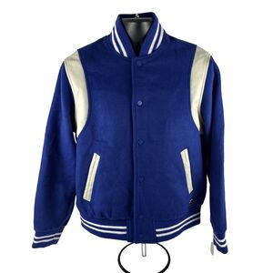 New Hudson Varsity Jacket Men’s Size Small Royal Blue Pockets Wool HM-110F4‎ NWT